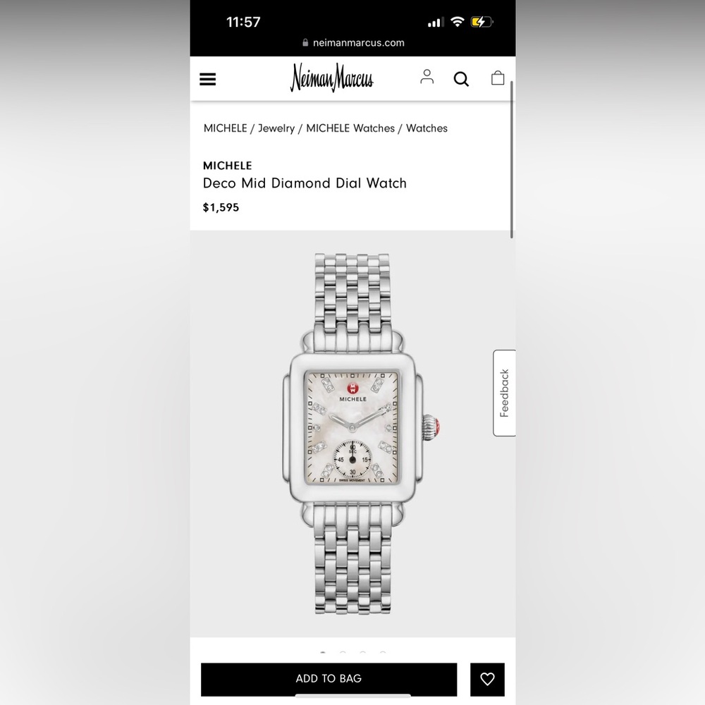 Michele deco mid diamond dial watch